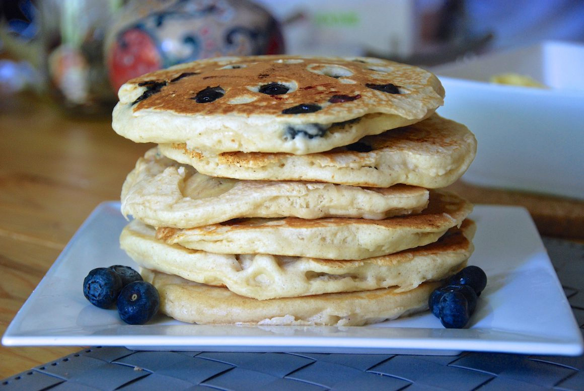Banana & Blue Berry Pancakes