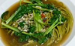 Green noodles soup