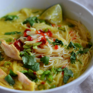 Thai chicken noodles soup